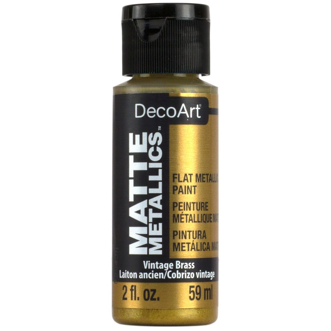 DecoArt Matte Metallics in rose gold color, 2 oz bottle of metallic craft paint with a matte finish.