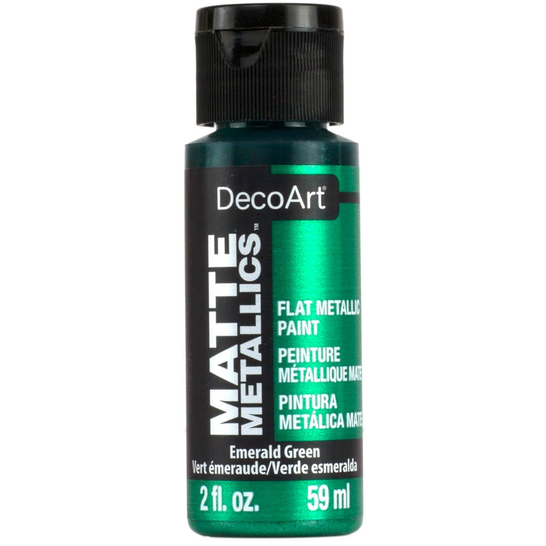 DecoArt Matte Metallics in rose gold, 2 oz bottle, showcasing the smooth, matte metallic finish of the craft paint.