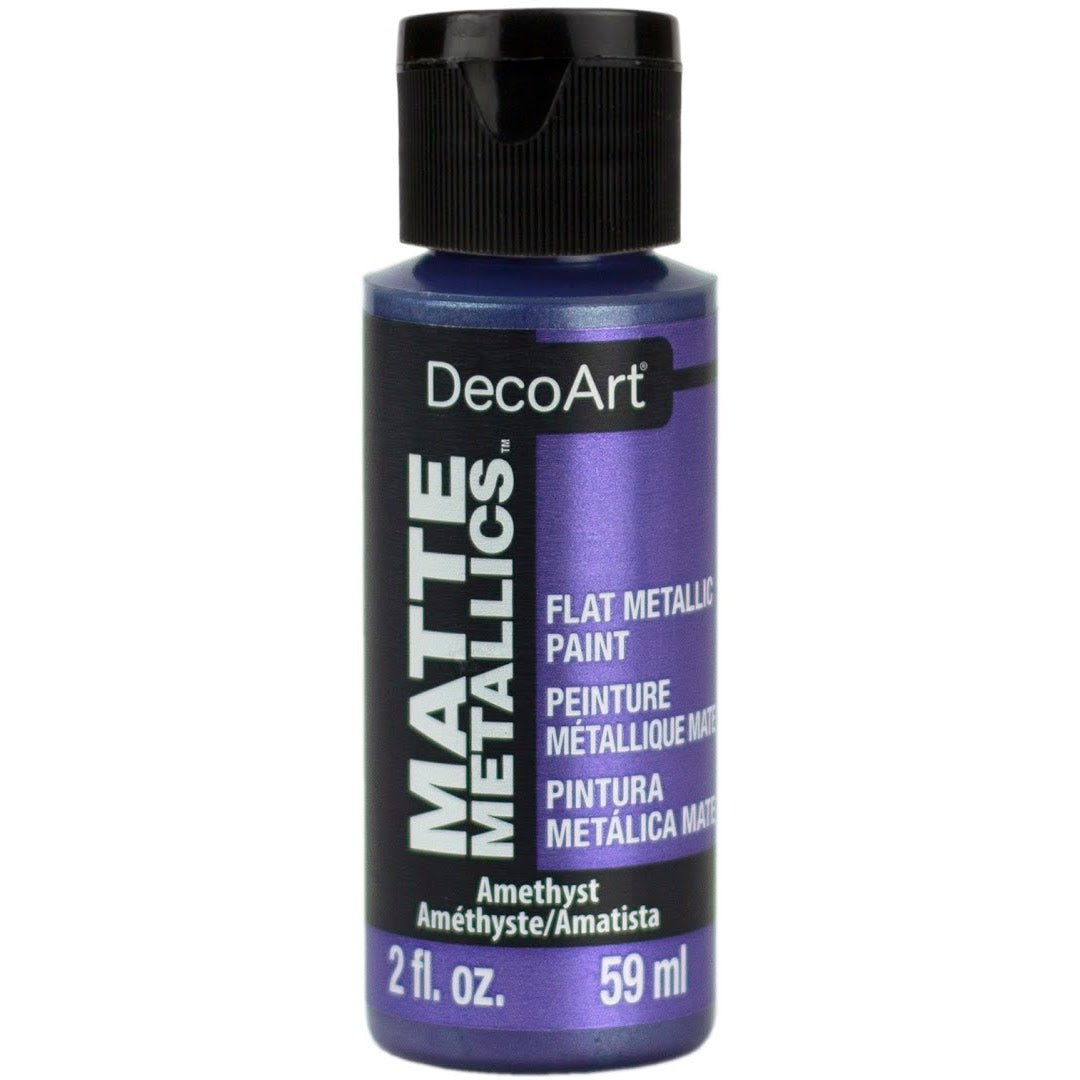 DecoArt Matte Metallics in rose gold, 2 oz bottle, showcasing the smooth metallic finish and vibrant color for artistic projects.