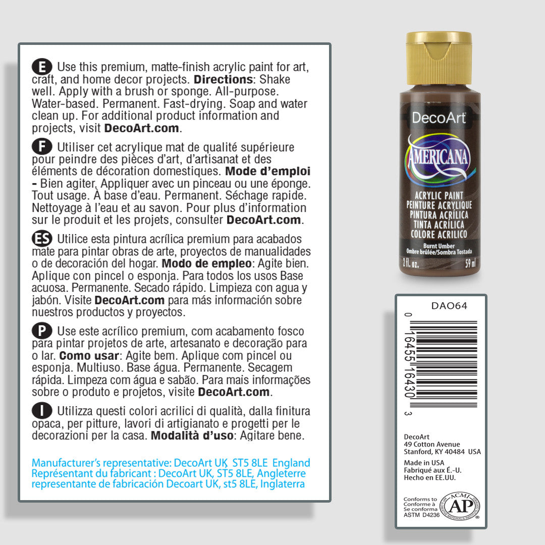 Burnt Umber full bottle labels