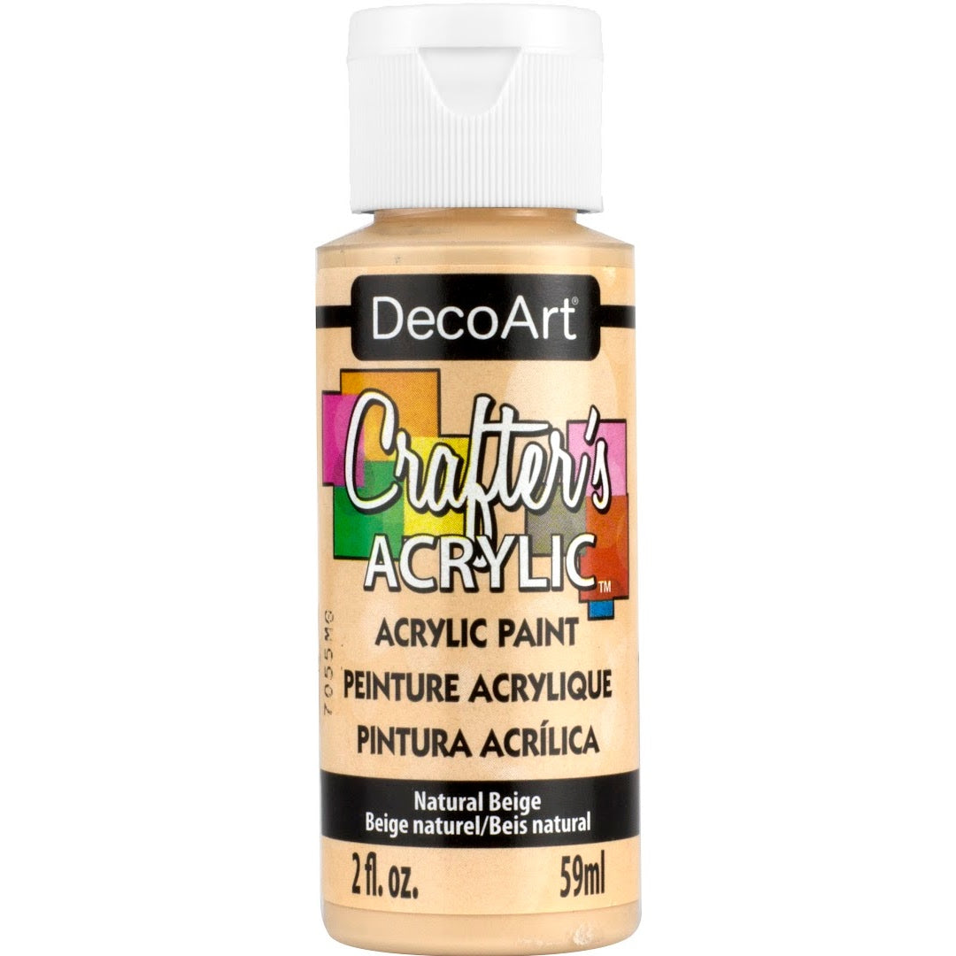 White DecoArt Crafter's Acrylic paint in a 2 oz jar, suitable for crafting and artistic projects.