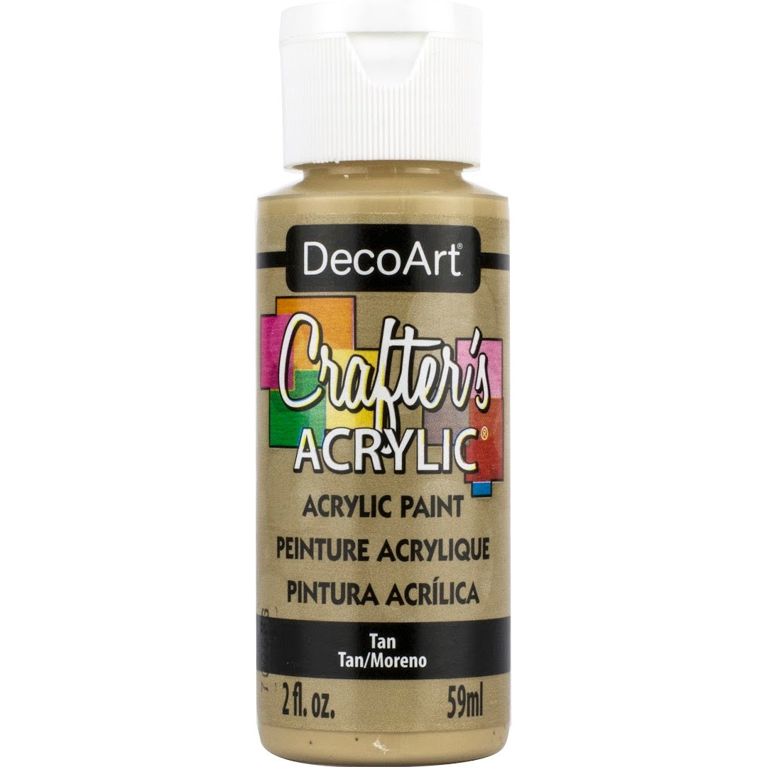 White DecoArt Crafter's Acrylic paint in a 2 oz bottle, ideal for craft and art projects, with a smooth, opaque finish.