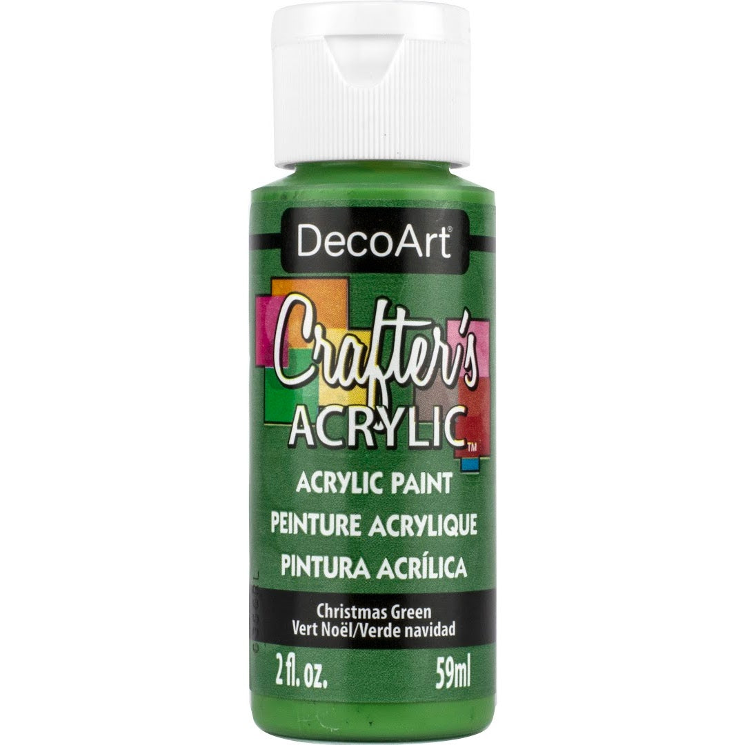 White DecoArt Crafter's Acrylic paint in a 2 oz bottle with a secure cap, ideal for craft and art projects.