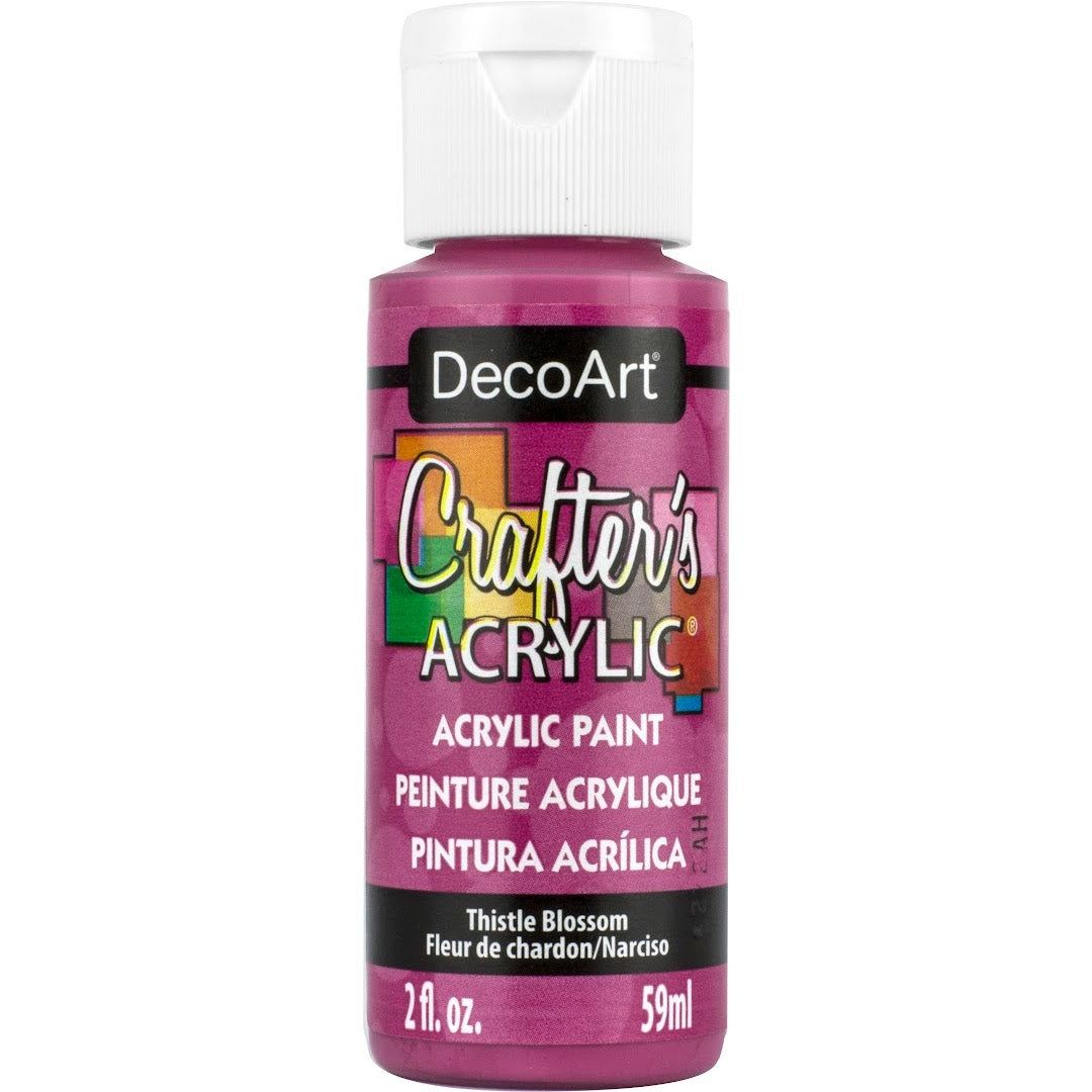 White DecoArt Crafter's Acrylic paint in a 2 oz bottle, suitable for crafting and painting projects.