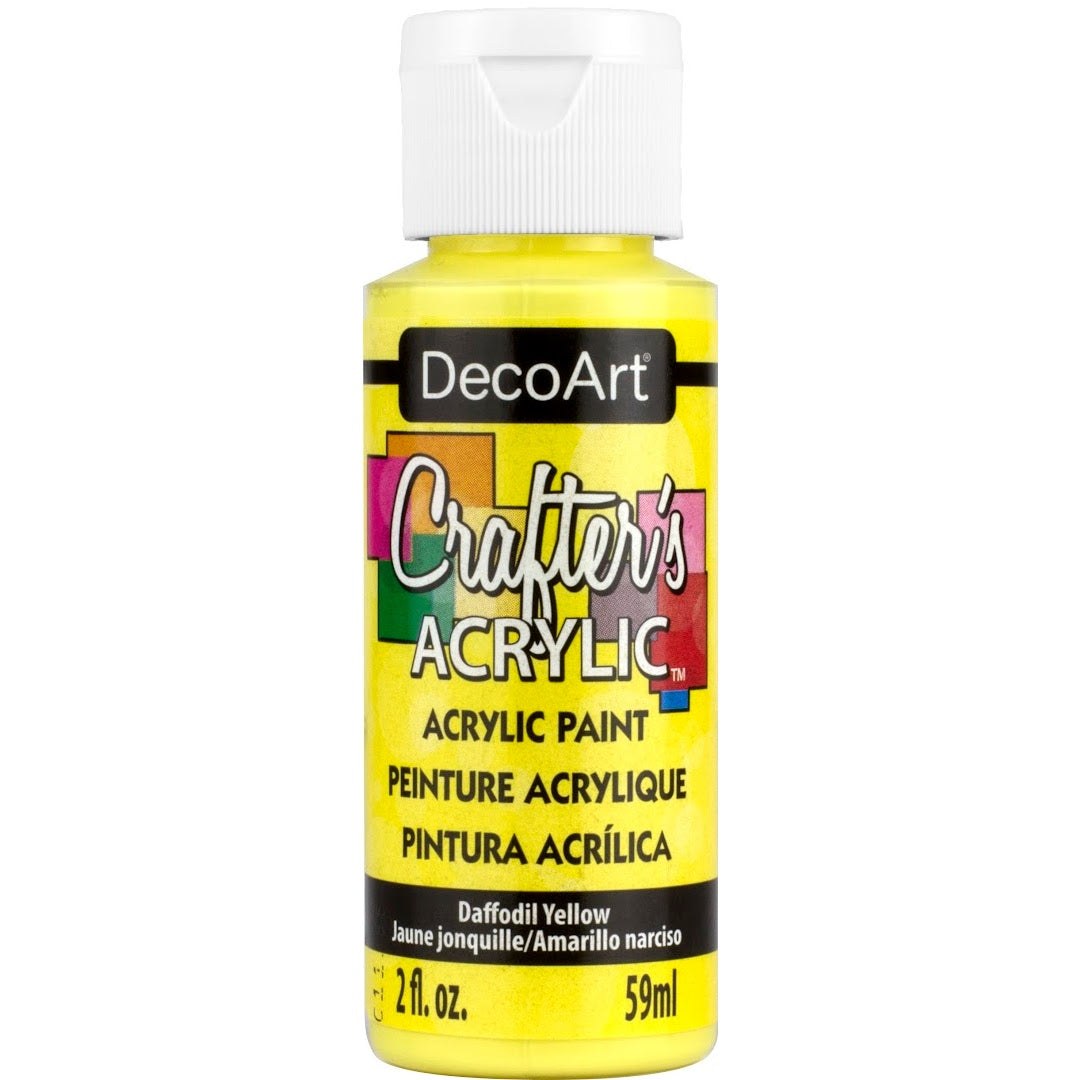 White DecoArt Crafter's Acrylic paint in a 2 oz jar, suitable for craft projects and art applications.