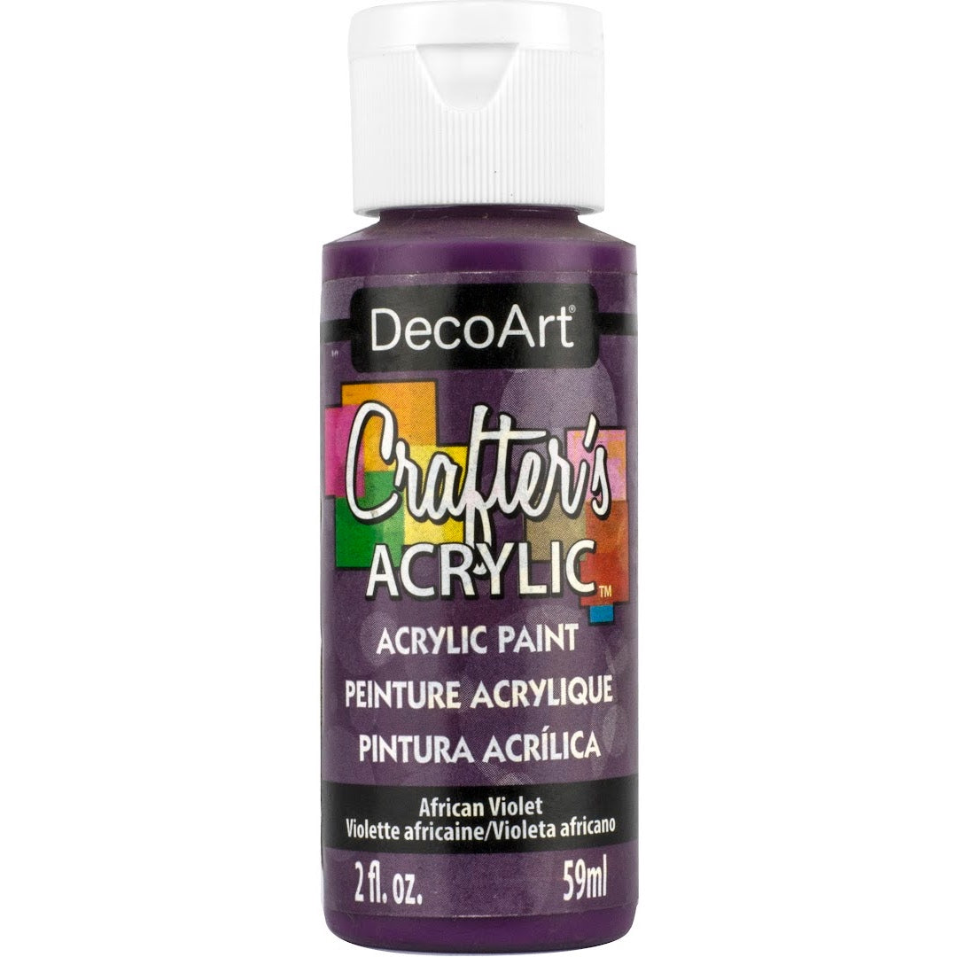 White Crafter's Acrylic paint by DecoArt in a 2 oz bottle, suitable for craft and art projects.