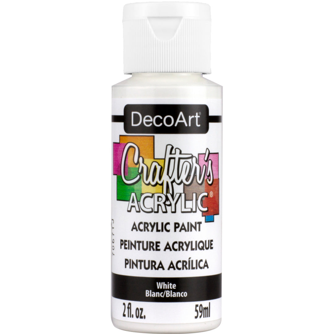 White DecoArt Crafter's Acrylic paint in a 2 oz bottle, suitable for arts and crafts projects
