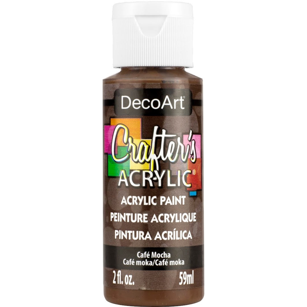 White DecoArt Crafter's Acrylic paint in a 2 oz bottle, suitable for craft and art projects.