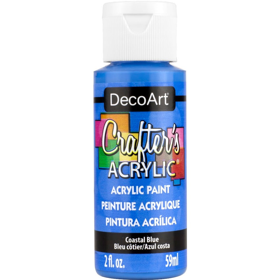 White DecoArt Crafter's Acrylic paint in a 2 oz bottle, suitable for art and craft projects.