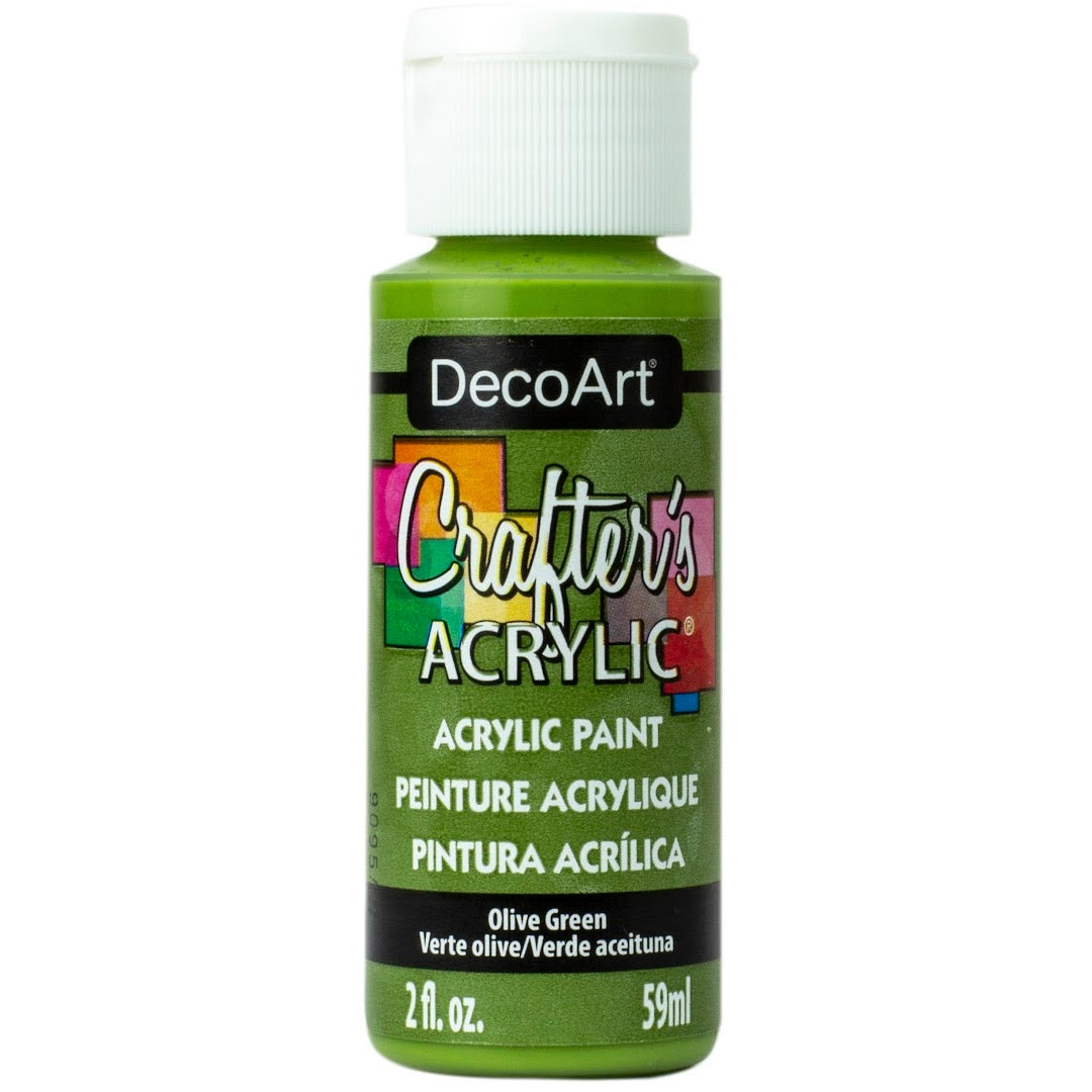 White DecoArt Crafter's Acrylic paint in a 2 oz bottle, suitable for arts and crafts projects.