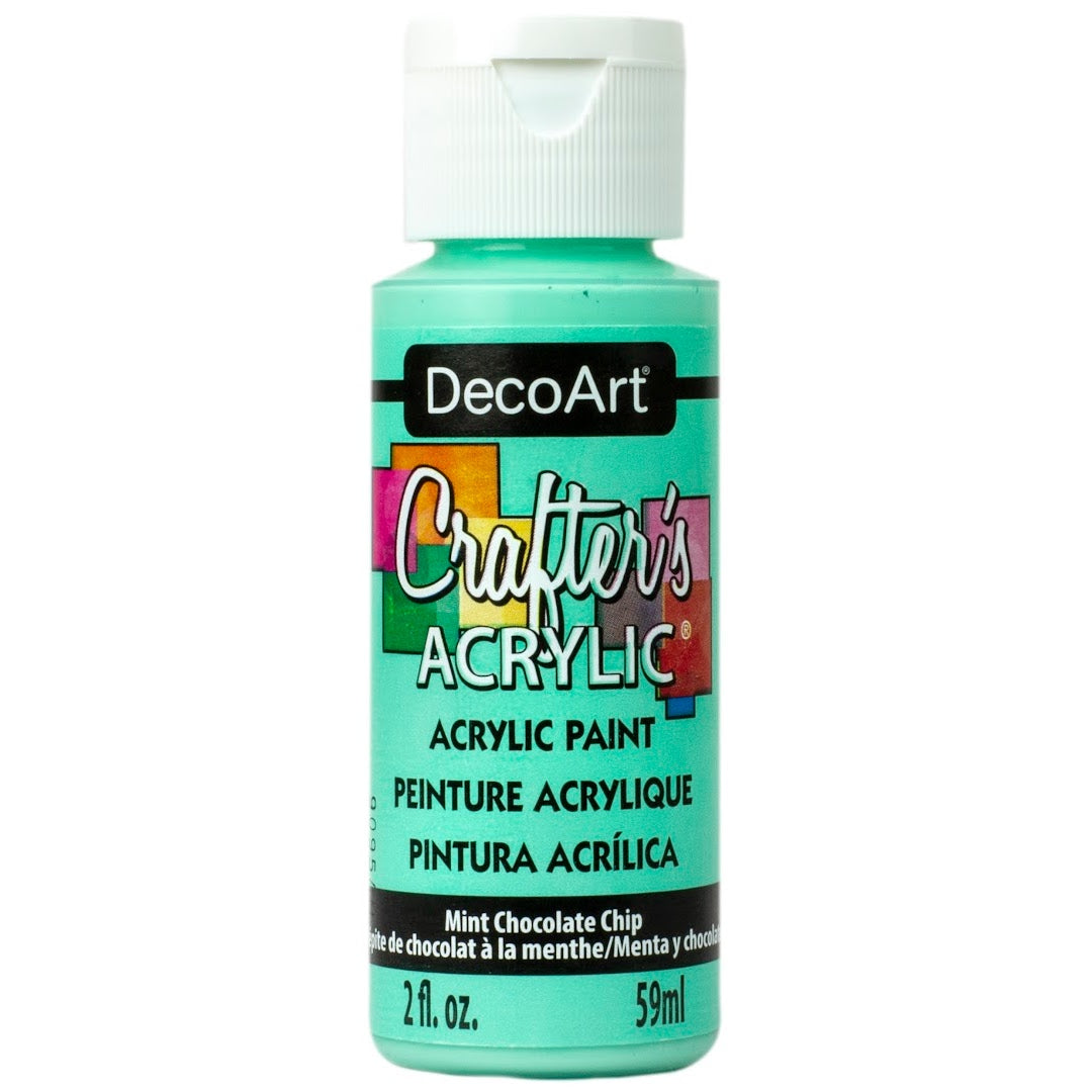 White DecoArt Crafter's Acrylic paint in a 2 oz bottle, ideal for crafts and painting projects.