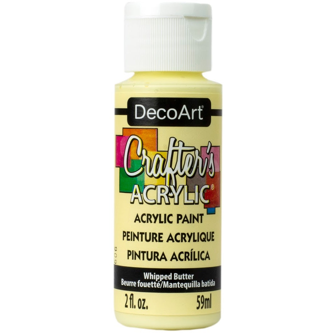 White DecoArt Crafter's Acrylic paint in a 2 oz bottle, suitable for crafting and artistic projects.