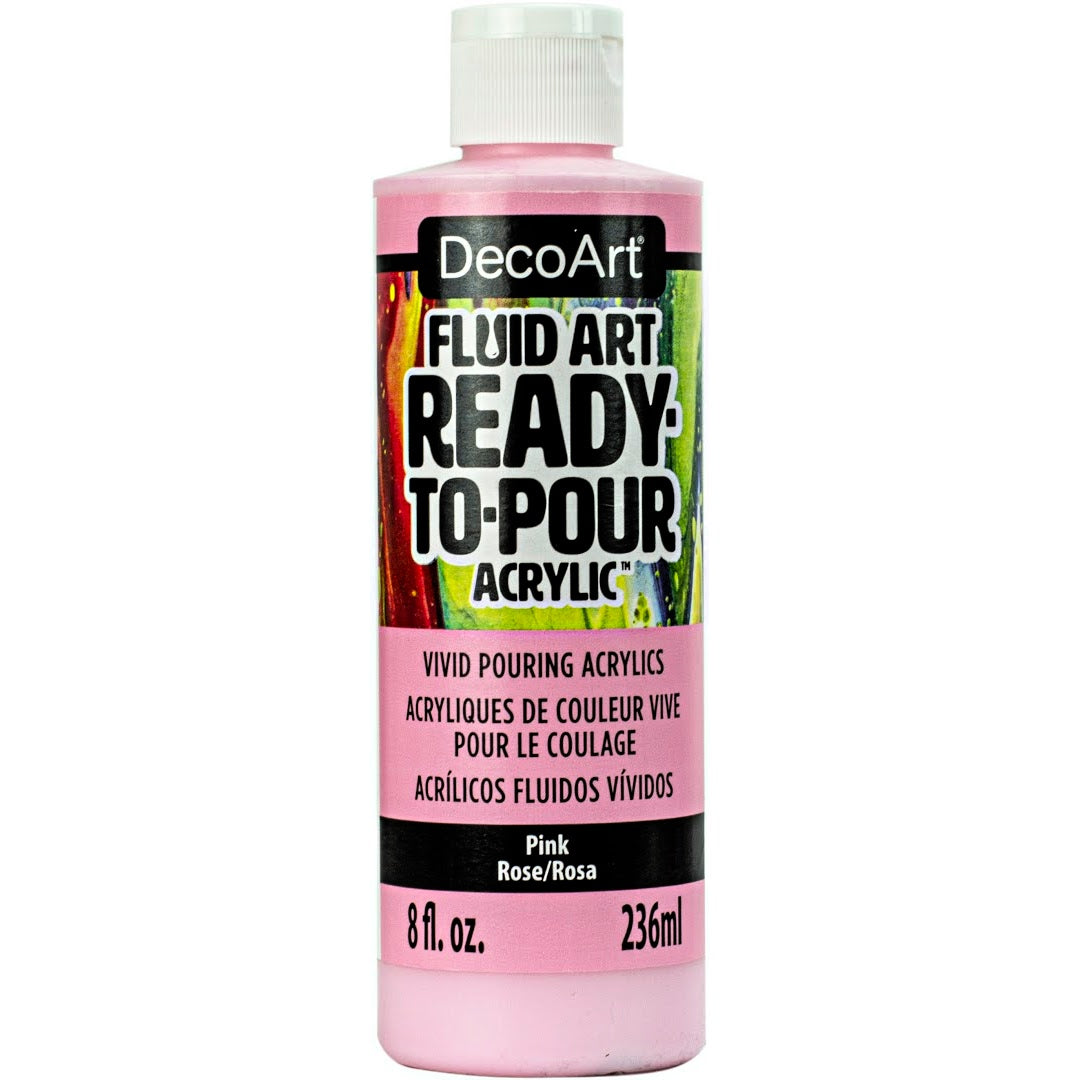 DecoArt Fluid Art Ready to Pour acrylics in 8 oz white color for acrylic pouring art projects.