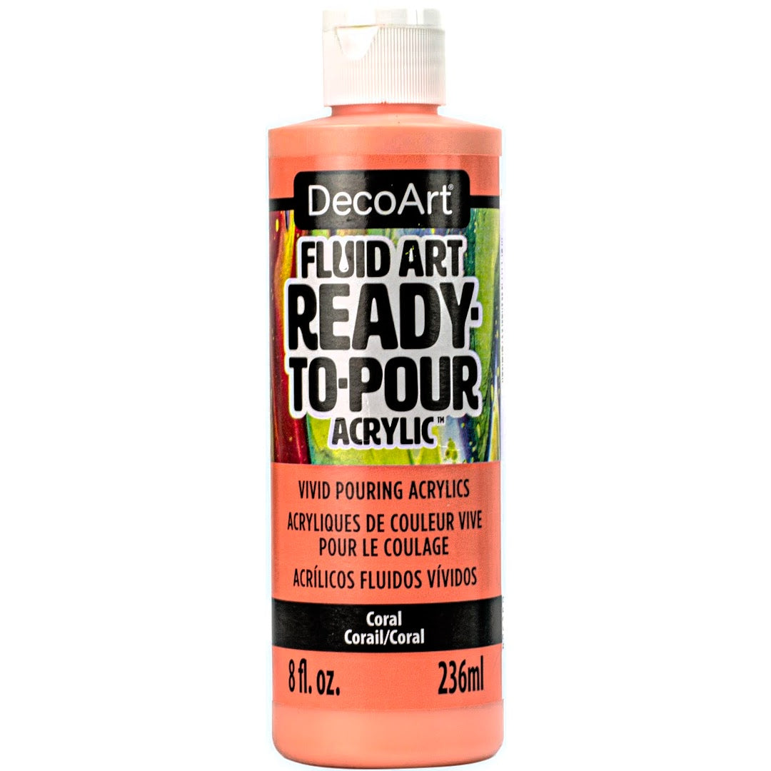 DecoArt Fluid Art Ready to Pour acrylics in 8 oz white color for acrylic pouring and fluid art projects.