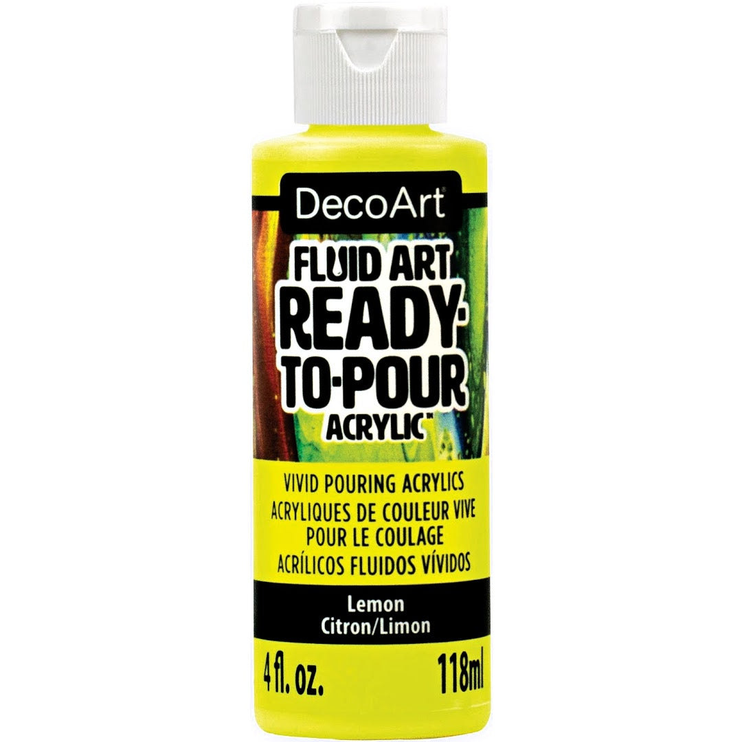 DecoArt Fluid Art Ready-to-Pour Acrylics in white, 8 oz, perfect for creating vibrant acrylic pour paintings.