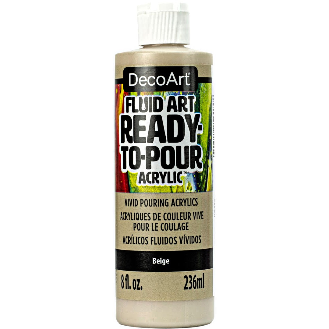 DecoArt Fluid Art Ready to Pour Acrylics in white, 8 oz bottle, ideal for creating vibrant acrylic pour paintings