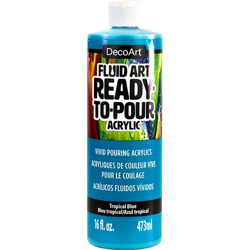 DecoArt Fluid Art Ready to Pour acrylics in white, 8 oz bottle, suitable for creating vibrant fluid art paintings