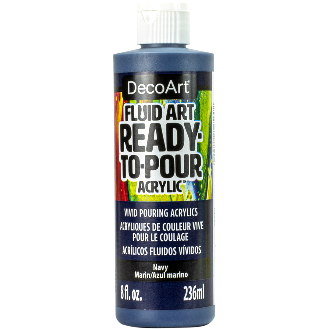 White DecoArt Fluid Art Ready to Pour Acrylics in 8 oz bottle, smooth pourable paint for acrylic fluid art projects