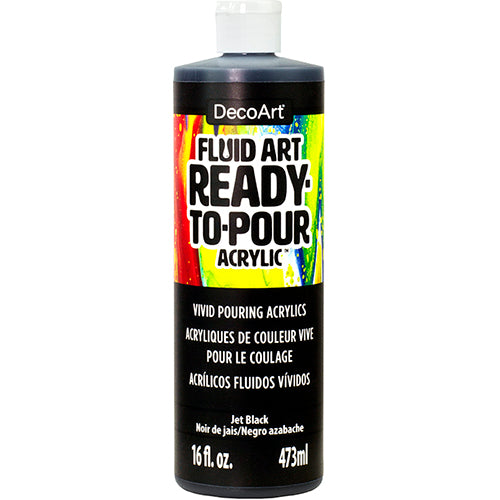DecoArt Fluid Art Ready to Pour acrylics in white, 8 oz bottle, ideal for creating vibrant acrylic pour artwork.