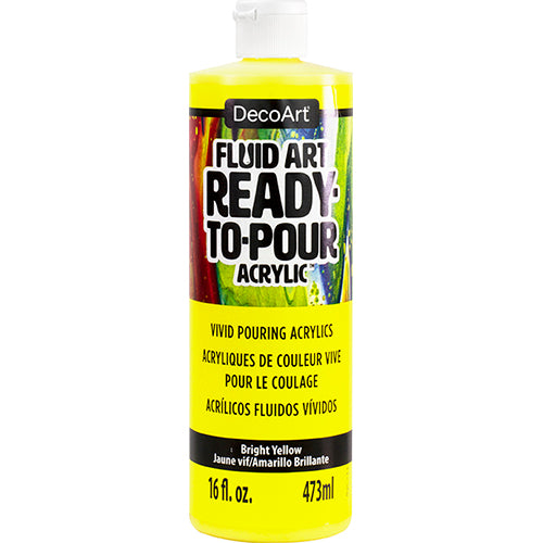 DecoArt Fluid Art Ready to Pour Acrylics in white, 8 oz, ideal for creating vibrant fluid art paintings and abstract designs.