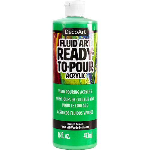 DecoArt Fluid Art Ready to Pour acrylics in white, 8 oz bottle, ideal for vibrant fluid art and acrylic pouring projects.