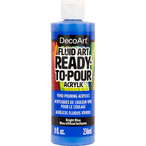 DecoArt Fluid Art Ready to Pour Acrylics in white, 8 oz bottle, ideal for creating vibrant acrylic fluid art designs.
