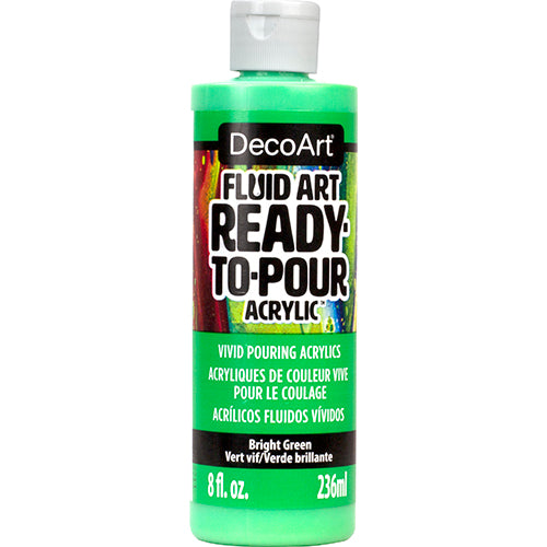 DecoArt Fluid Art Ready to Pour Acrylics in white, 8 oz, ideal for creating vibrant acrylic pour paintings and fluid art projects.
