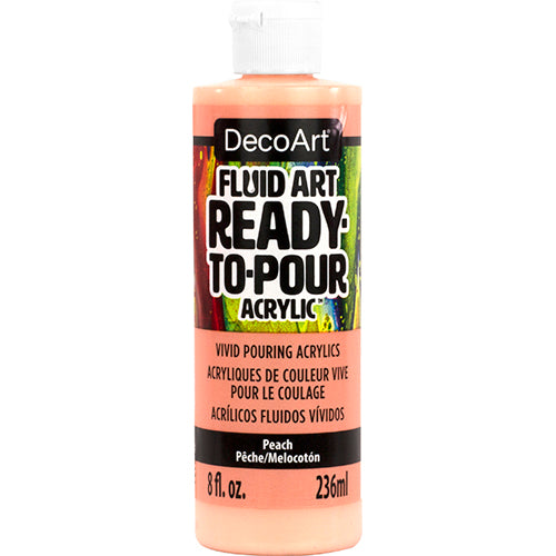 DecoArt Fluid Art Ready to Pour Acrylics in white, 8 oz, ideal for creating vibrant acrylic pour paintings and fluid art projects.