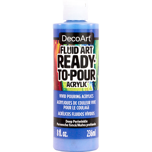 White DecoArt Fluid Art Ready to Pour Acrylics in an 8 oz bottle for vibrant, smooth acrylic pouring projects.