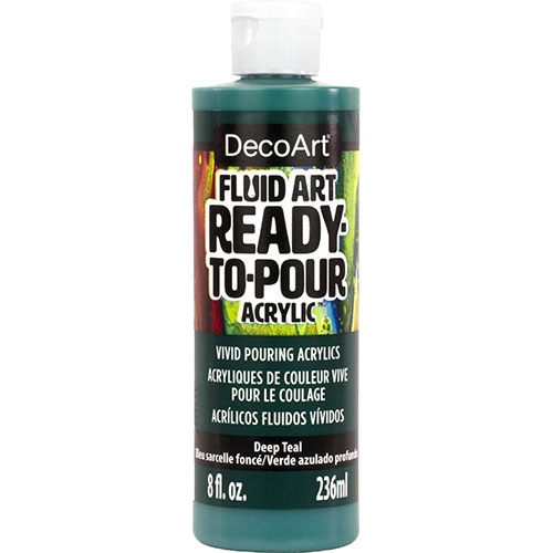 DecoArt Fluid Art Ready to Pour acrylics in 8 oz white color, perfect for creating vibrant fluid art projects.