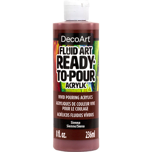 White DecoArt Fluid Art Ready to Pour acrylics in an 8 oz bottle, ideal for vibrant acrylic fluid paintings and creative art projects.