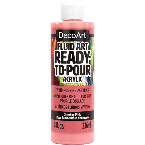 DecoArt Fluid Art Ready to Pour acrylics in white, 8 oz bottle, ideal for vibrant fluid art and acrylic pouring projects.