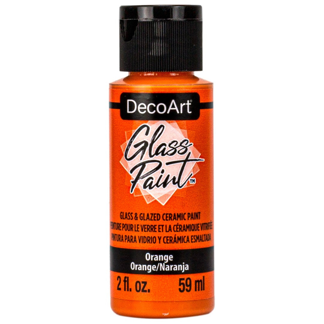 White DecoArt Glass Paint in a 2 oz bottle, suitable for decorating and enhancing glass surfaces with vibrant, durable color.