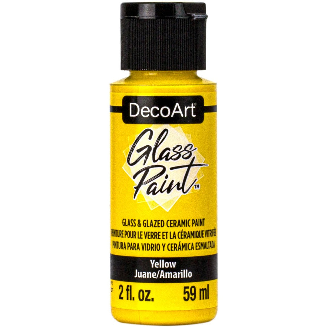 White DecoArt Glass Paint in a 2 oz bottle, suitable for decorating and adding color to glass surfaces.