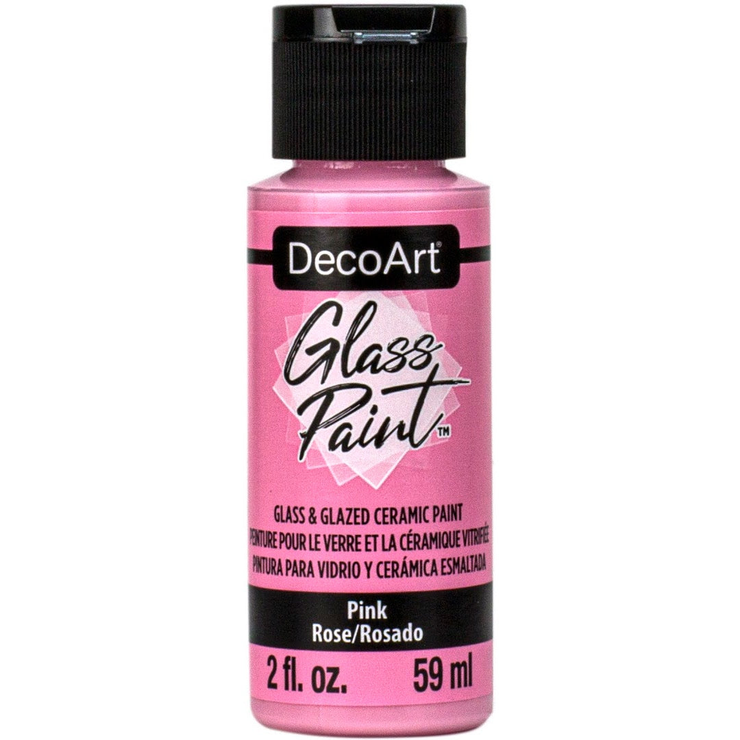 White DecoArt Glass Paint in a 2 oz bottle, ideal for decorating and adding color to glass surfaces.