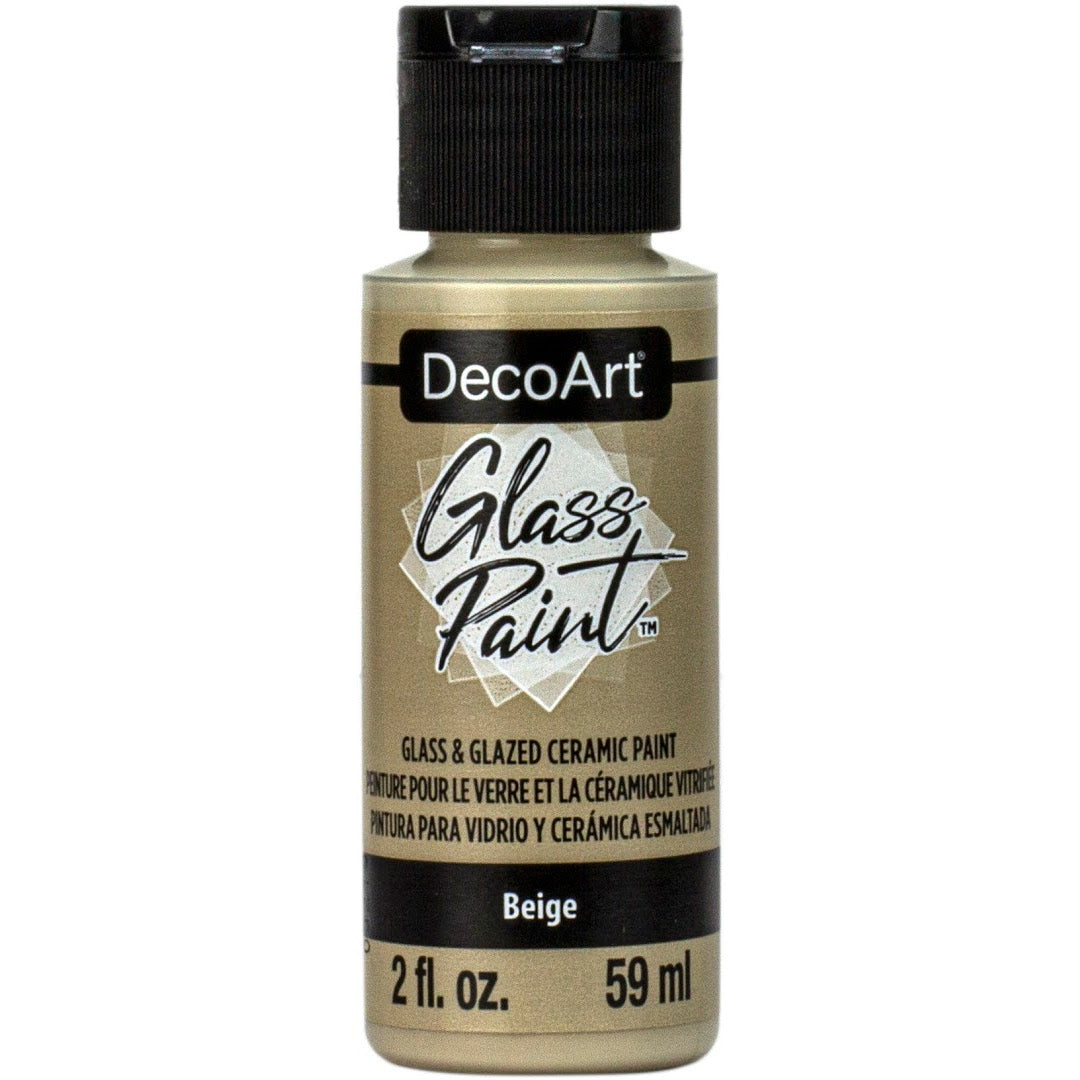 White DecoArt Glass Paint in a 2 oz bottle, designed for decorating and adding color to glass surfaces.