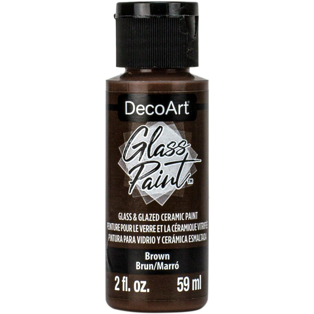 White DecoArt Glass Paint in a 2 oz bottle, suitable for decorating and embellishing glass surfaces.