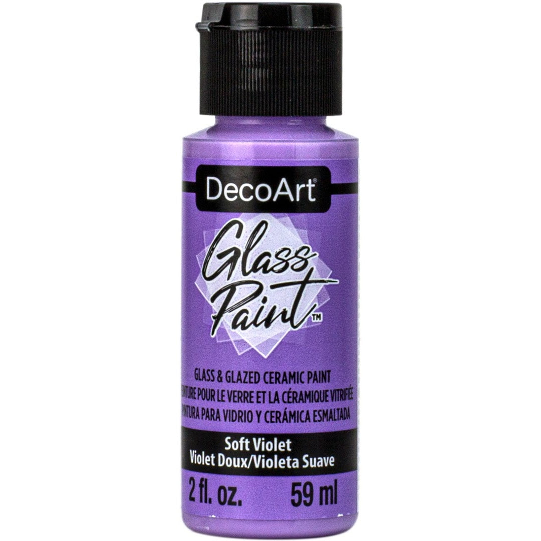 DecoArt Glass Paint in white, 2 oz bottle, suitable for decorating and painting on glass surfaces.
