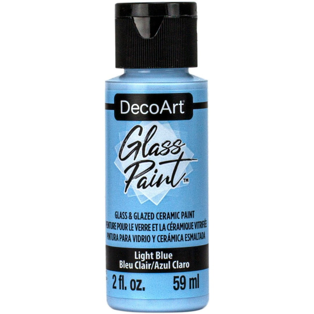 DecoArt Glass Paint in white, 2 oz bottle, suitable for decorative glass projects and crafts.