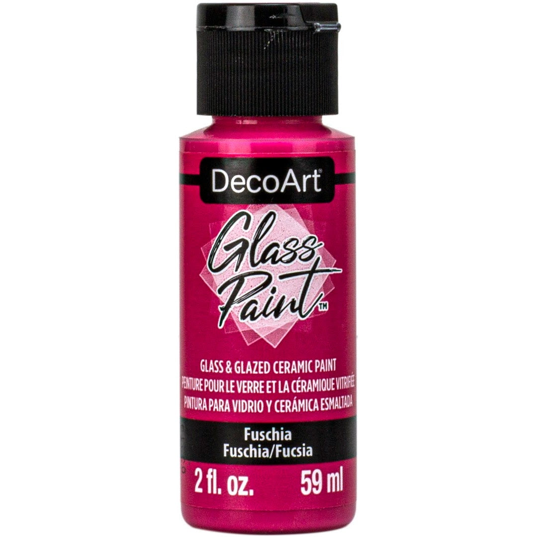White DecoArt Glass Paint in a 2 oz bottle, ideal for decorating and adding color to glass surfaces.