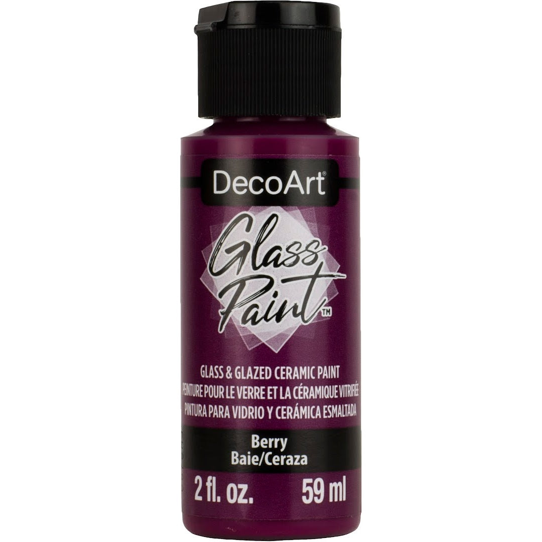 White DecoArt Glass Paint in a 2 oz bottle, suitable for decorating and customizing glass surfaces.