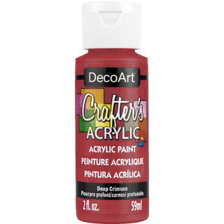 DecoArt Crafter's Acrylic paint in deep crimson color, showcasing a vibrant, rich red shade ideal for craft projects.
