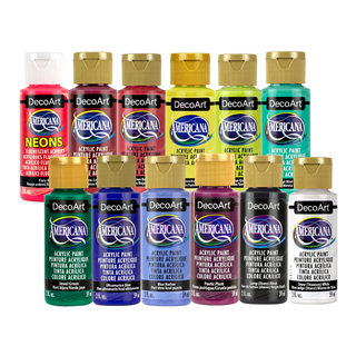 DecoArt Wildflower Workshop Paint Set with vibrant paints and brushes in a colorful bundle for floral painting projects.